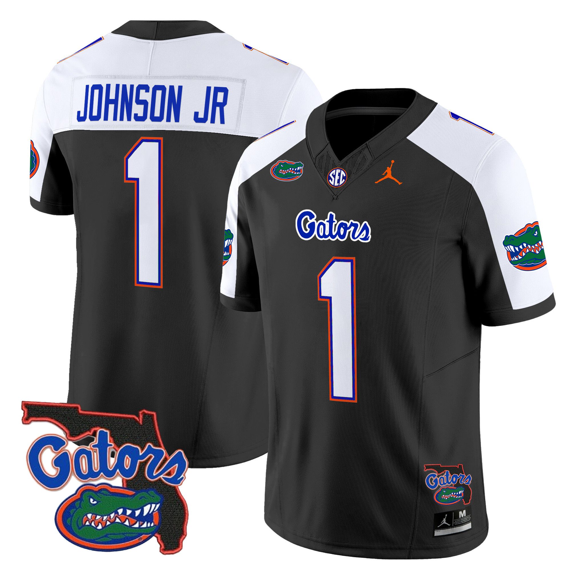 Men Florida Gators #1 Johnson jr Black 2024 Florida Patch Vapor Limited NCAA Jersey->ncaa teams->NCAA Jersey